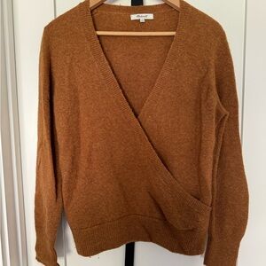 Madewell Brown V-Neck Sweater with Cozy Texture